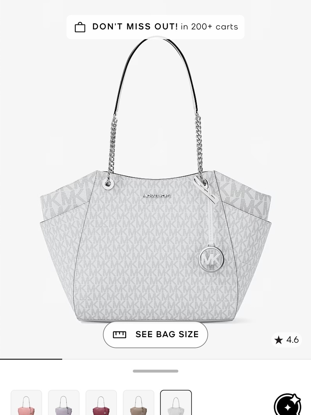Michael Kors White Logo Tote Bag with Chain Handles